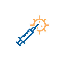 Coronavirus covid-19 vaccine thin line icon. Vector illustration for concepts of fighting against virus, immunization, treatment, blood donation and other kinds of treatments or virus solutions 