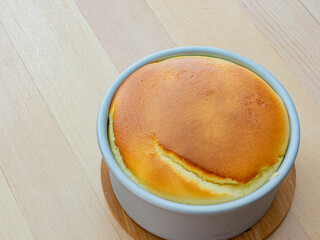 Close up shot of homemade Japanese style cheese cake
