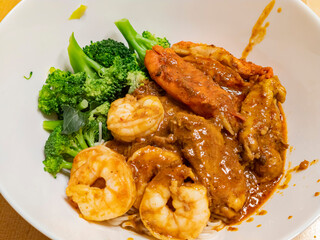 Close up shot of seafood curry