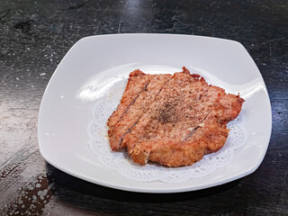 Close up shot of deep fried pork chop