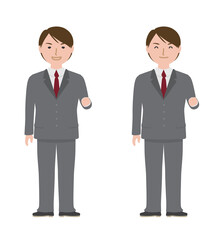 ガッツポーズをする男性の新入社員1