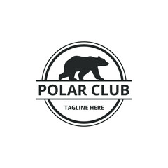 Polar club. Bear hunter logo vector icon illustration