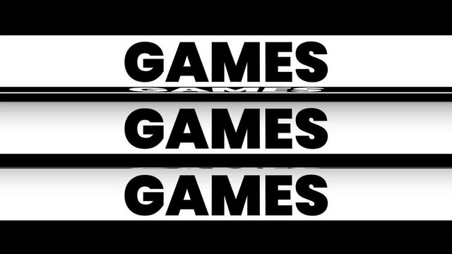 Design of animated entry title "Games" for video project. alpha- loop. 