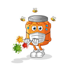 honey jam refuse viruses cartoon. cartoon mascot vector