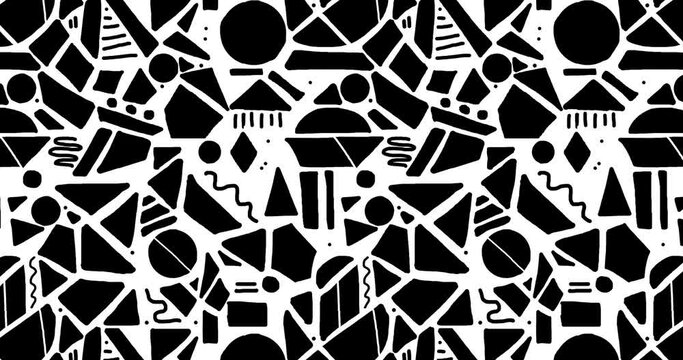 Animated abstract geometric pattern tile loop 4k resolution isolated on white background
