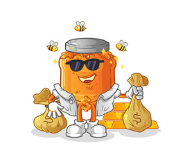 honey jam rich character. cartoon mascot vector