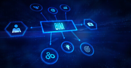 Internet, business, Technology and network concept.screen of the future and sees the inscription: BIM