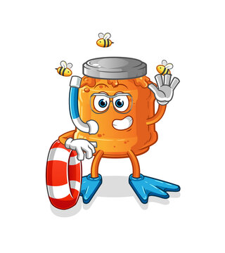 recommend clip art: honey jam swimmer with buoy mascot. cartoon vector