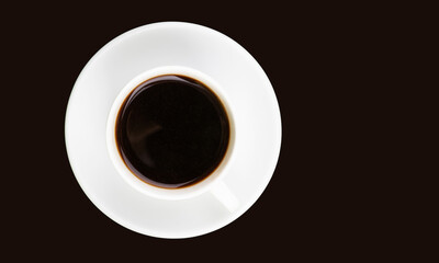 espresso coffee cup with saucer, top view, isolate