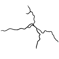 Kintsugi crack. Earthquake and ground cracks, hole effect, craquelure and damaged texture. Vector illustrations can be used for kintsugi decorations, topics earthquake, crash, destruction.