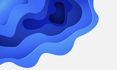 Abstract blue white paper cut 3D layers with blank space design modern background vector illustration.