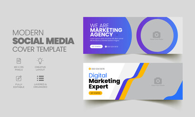 Social Media Timeline Cover Banner for Digital Business Marketing Agency creative modern Web Banner Template