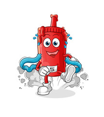 tomato sauce runner character. cartoon mascot vector