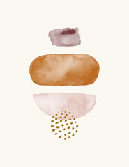 Abstract Watercolor Background In a Trendy Minimalist Style. Vector Hand Drawn Illustration from different shapes
