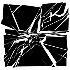 Shattered, fractured, broken square. Burst, explosion, and rupture effect texture. Split effect. Geometric square
