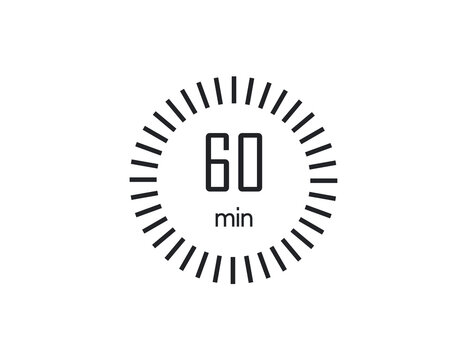The 60 minutes, stopwatch, digital timer. clock and watch, Vector illustration.