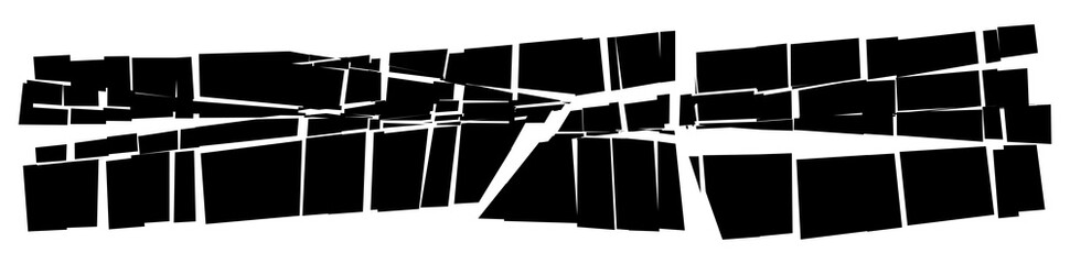 Shattered, fractured, and broken geometric rectangle. Burst, explosion effect. Ruptured, broken glass, pane