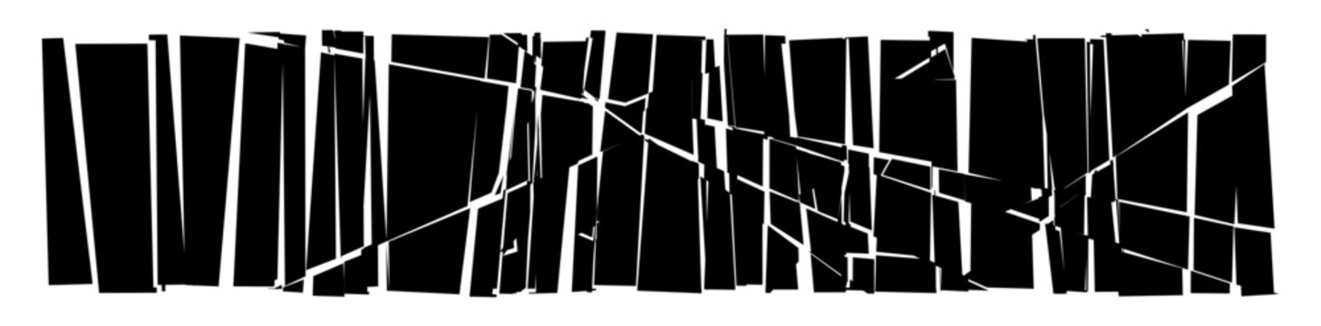 Shattered, fractured, and broken geometric rectangle. Burst, explosion effect. Ruptured, broken glass, pane