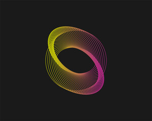 Spirograph abstract element on black background. Vector illustration. - 422220763