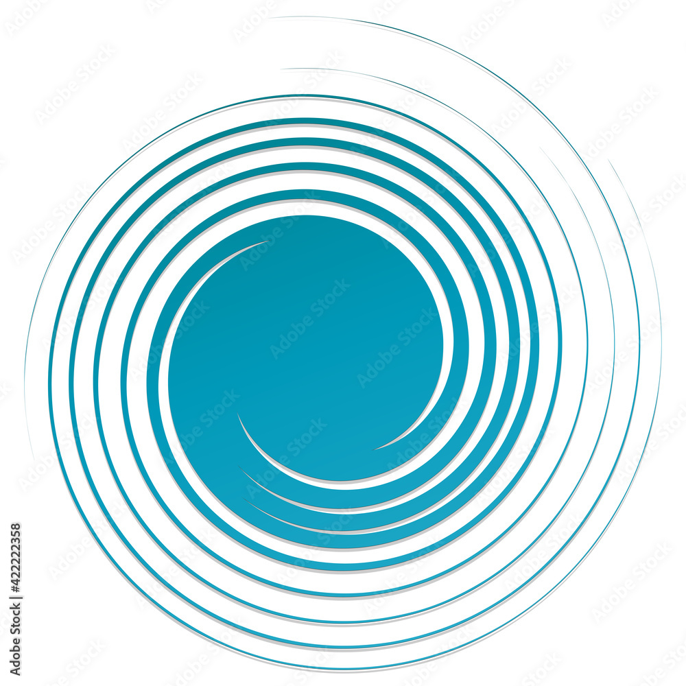 Poster Revolved whirlpool, whirlwind design element. Radial shape with rotation, gyre effect. Curvy burst lines