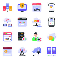  Web and Data Hosting Flat Icons