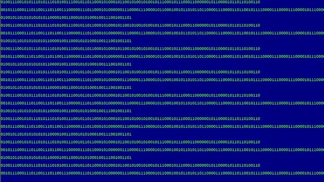 Green digital binary data code on computer screen background