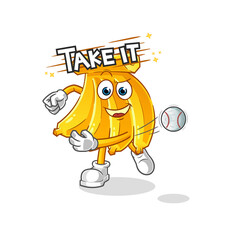 bunch bananas throwing baseball vector. cartoon character