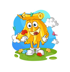 bunch bananas pick flowers in spring. character vector