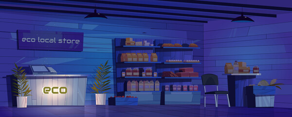 Eco local store interior at night