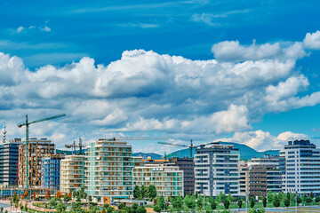 clouds over the new building