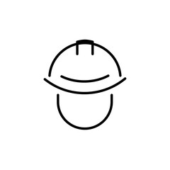 Safety helmet line icon in black. Hard Hat Construction illustration. Builder or engineer concept. Flat isolated symbol for: emblem, logo, mobile, app, design, web, site, ui, ux. Vector EPS 10 
