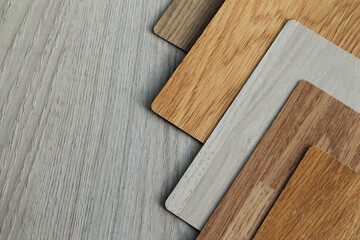Naklejka na ściany i meble Choice of laminate color. Wood-colored fan for flooring.