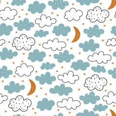 Selbstklebende Fototapeten Seamless background with clouds and moon © rosypatterns