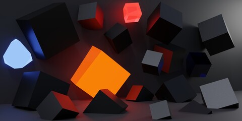 Abstract 3d background of geometric shapes. 3d illustration. Geometric texture