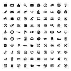 black 100 icons universal web symbol set vector