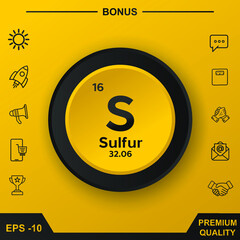 Sulfur symbol with yellow button