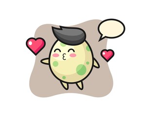 Spotted egg character cartoon with kissing gesture
