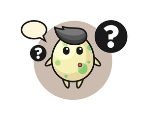 Cartoon illustration of spotted egg with the question mark