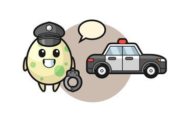 Cartoon mascot of spotted egg as a police