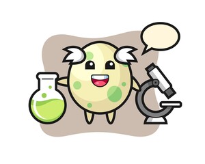 Mascot character of spotted egg as a scientist