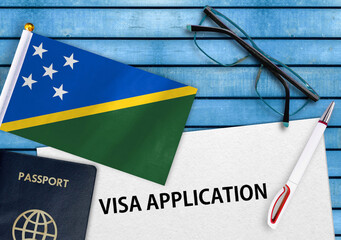 Visa application form and flag of Solomon Islands