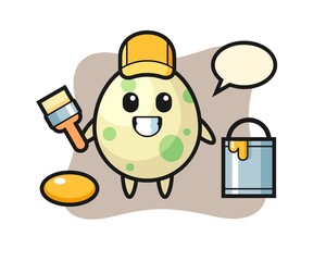 Naklejka premium Character illustration of spotted egg as a painter