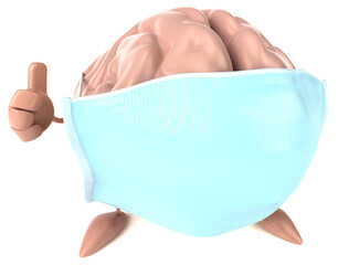 3D concept of a brain with a mask