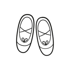 Ballet shoes. Accessories for dancing classes. Isolated vector illustration in doodle style on white background
