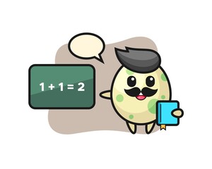 Illustration of spotted egg character as a teacher