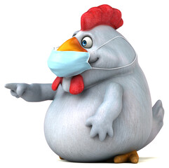 Fun 3D cartoon chicken with a mask
