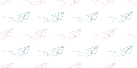 Pastel paper plane seamless repeat pattern vector background