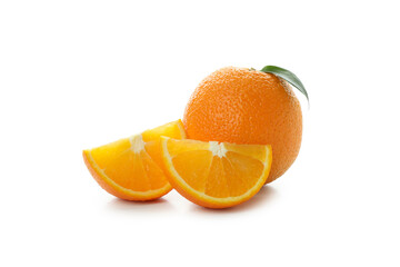 Fresh ripe orange isolated on white background