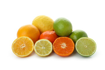 Fresh ripe grapefruits isolated on white background