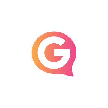 Creative Illustration modern G with bubble talk sign geometric logo design template